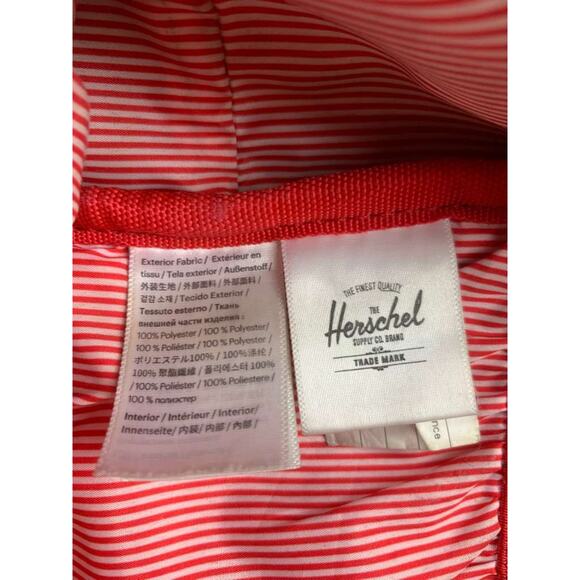 Herschel Backpack Unisex Black Pink Logo Patch Pocket Multi Pocket Zip Closure - Picture 3 of 10